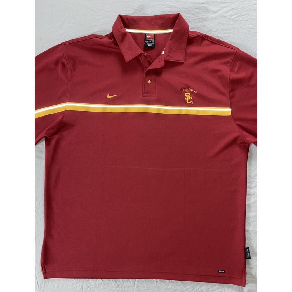 Nike Team Stitched Vintage Sideline Polo Shirt. USC Trojans, Reflective Strip XL
